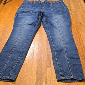 Gemma Rae Women 14 Classic Blue Denim High-Raise Skinny 4 Pocket Button Zip Jean